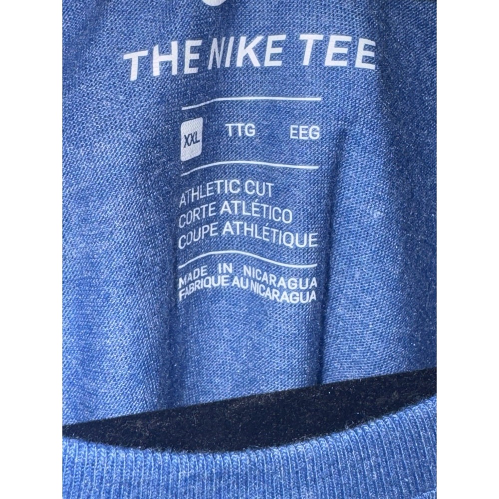 Nike Shirt Mens XXL Blue Short Sleeve Big Logo Tee Fading Nike Design T-Shirt - Picture 3 of 3